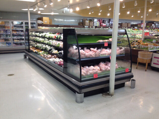 Grocery produce meat display cases