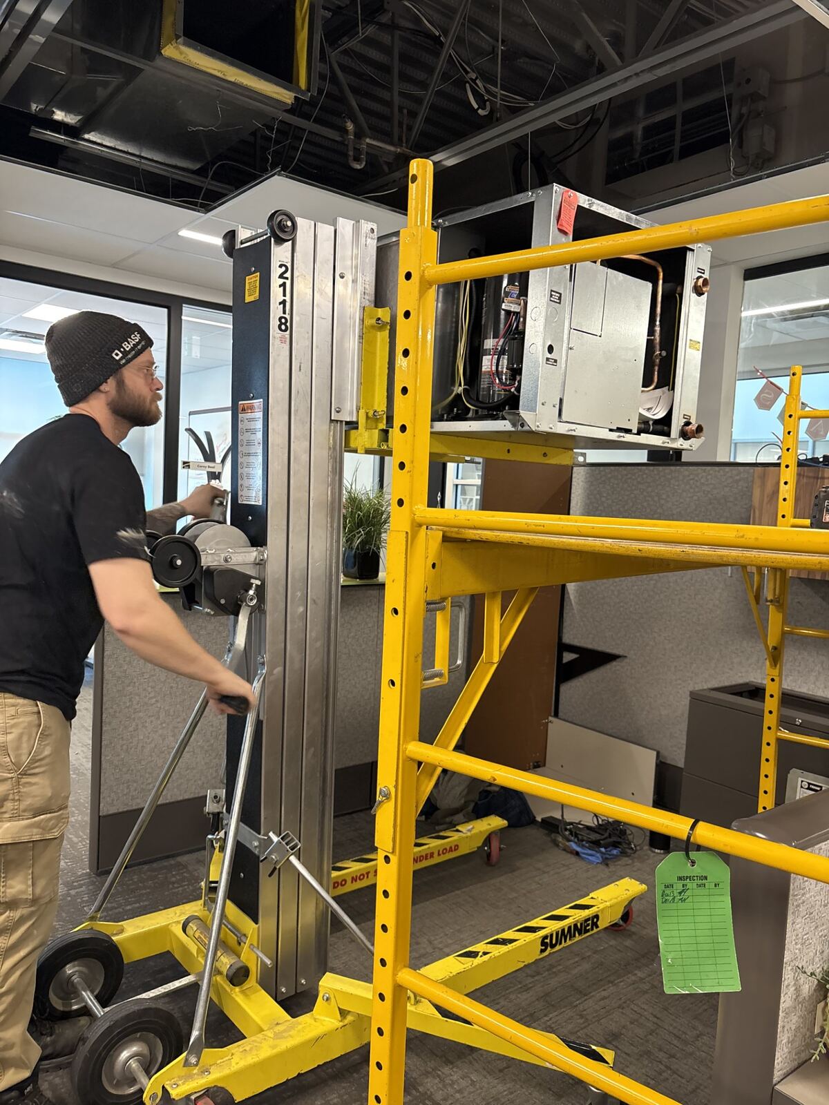 Office ceiling unit install lift